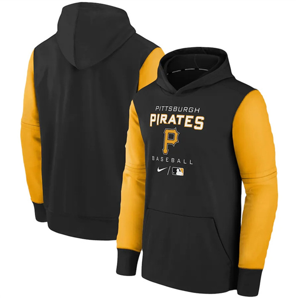 Men's Pittsburgh Pirates Black 2022 City Connect Therma Performance Pullover Hoodie